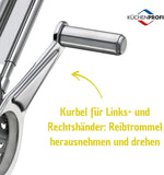Küchenprofi stainless steel cheese grater lever and handle detail