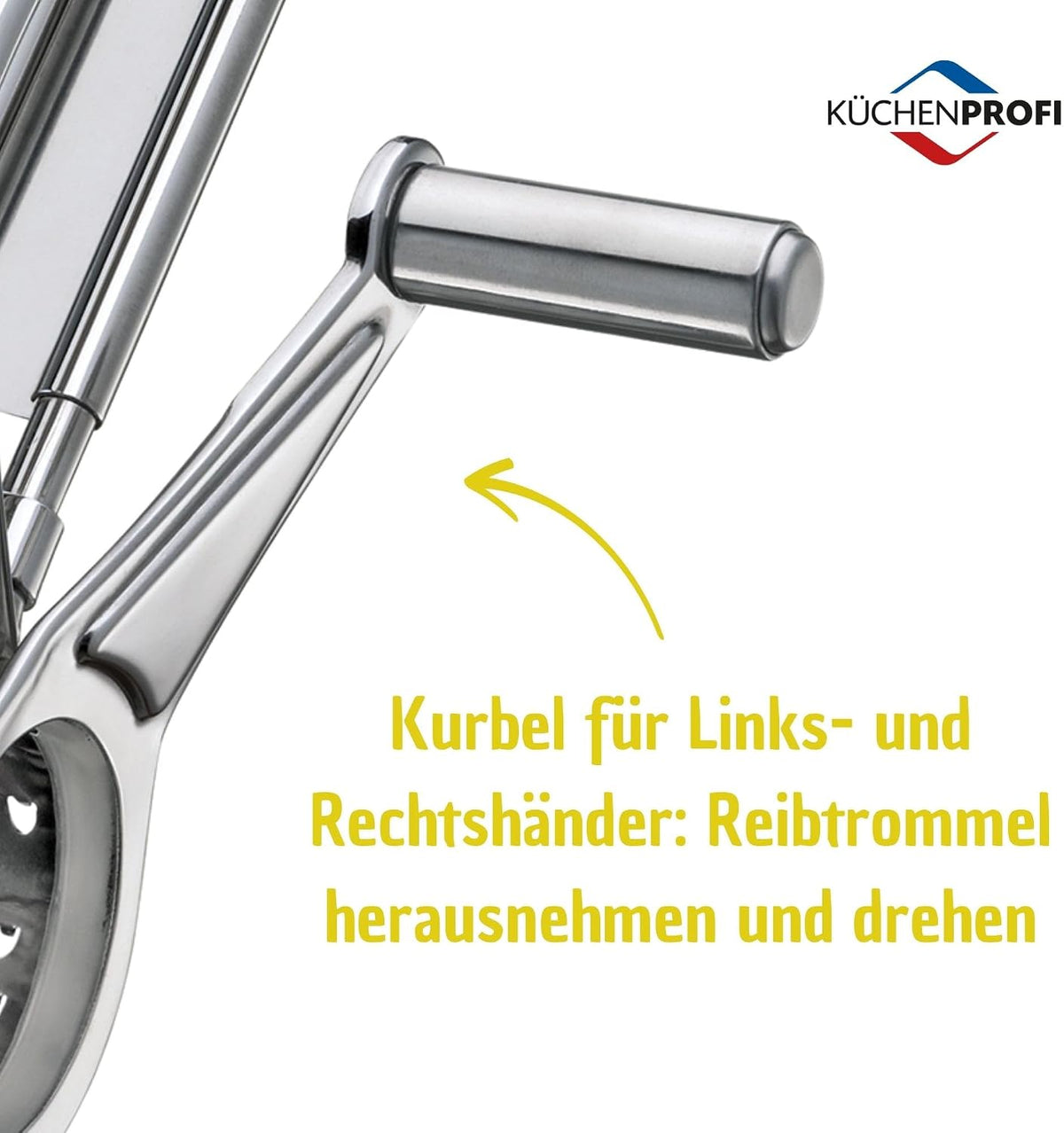 Küchenprofi stainless steel cheese grater lever and handle detail
