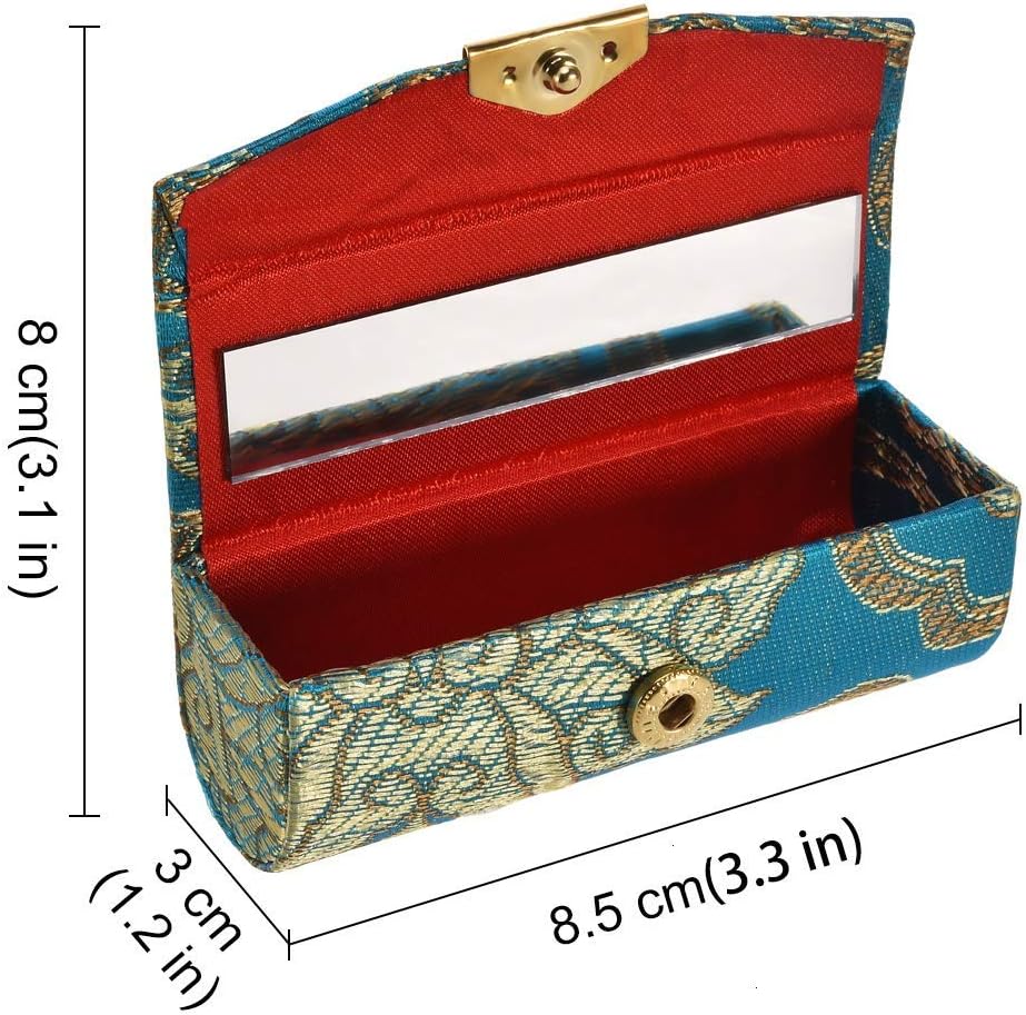 Assorted brocade pattern lipstick cases arranged together