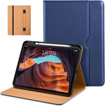 DTTO iPad 10th Generation premium leather business folio case front view navy blue cover