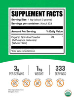 BulkSupplements Organic Spirulina Powder packaging label