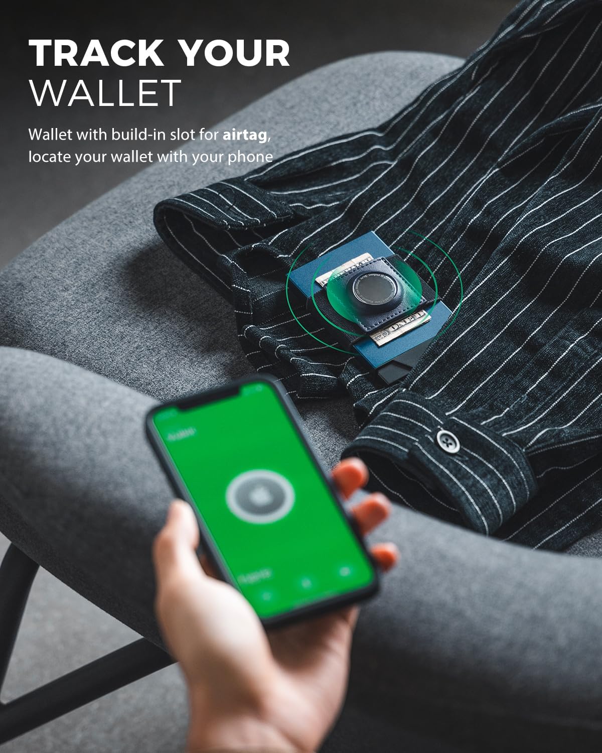 VULKIT slide wallet showing money band holding folded cash