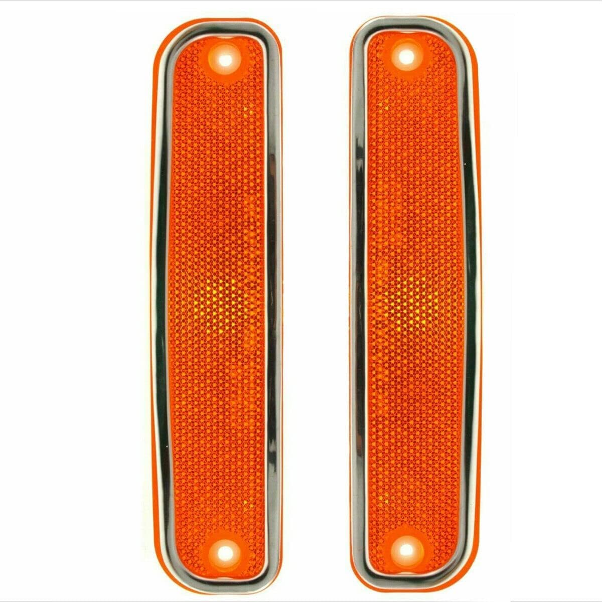 Parts N Go side marker light set front view showing amber lenses and chrome trim