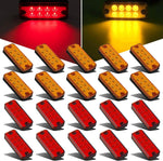Partsam 20 Piece 4 Inch LED Rectangular Side Marker Lights front view showing red and amber options for commercial trailers.