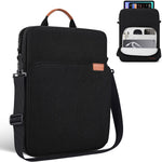 iKammo 13 inch iPad sleeve carrying bag in black showing front view with organizer pockets.