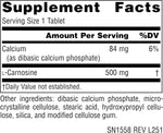Source Naturals L-Carnosine supplement facts label nutritional information