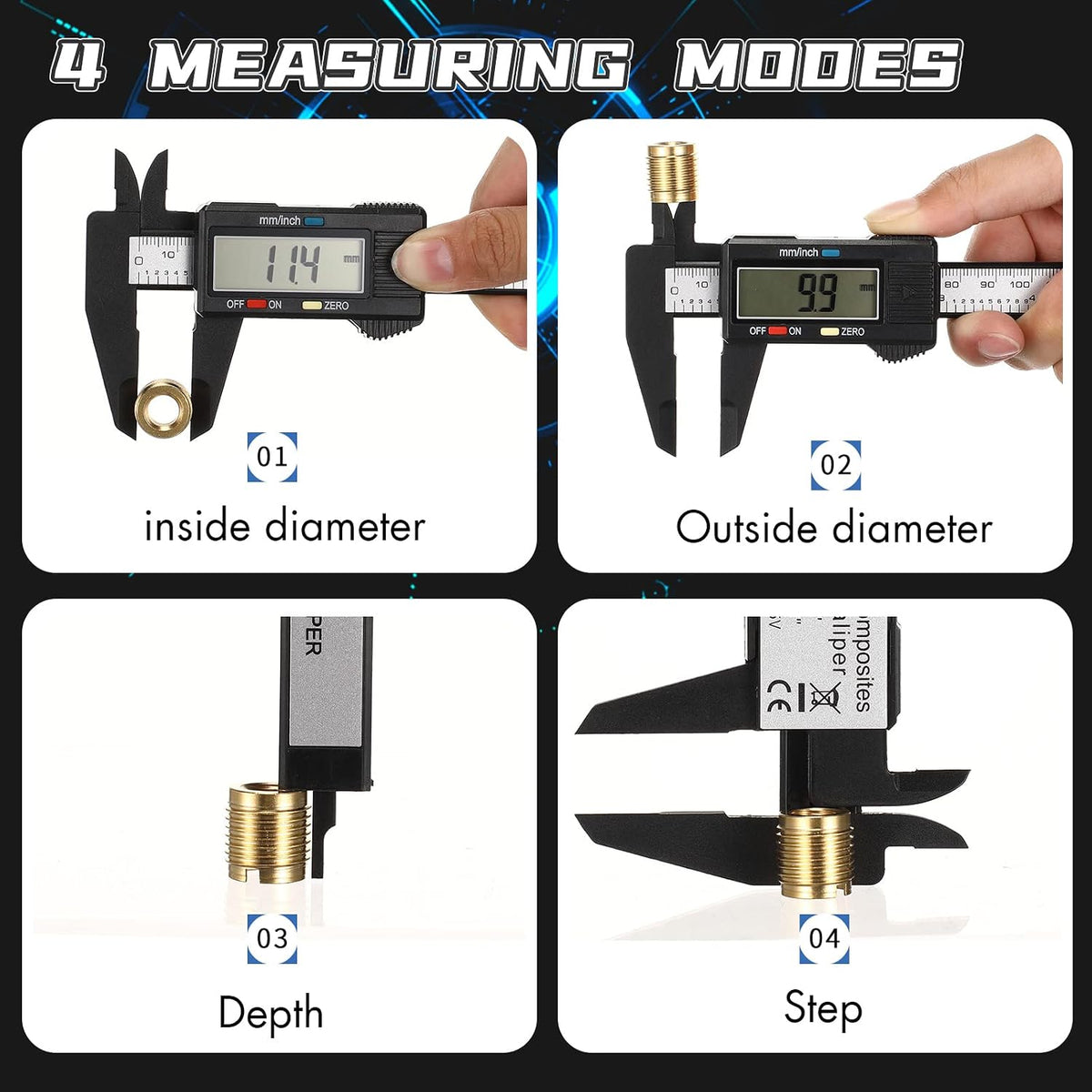 Simhevn digital micrometer showing measurement jaws
