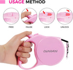 Small pink retractable leash for puppy training and outdoor cat walking.