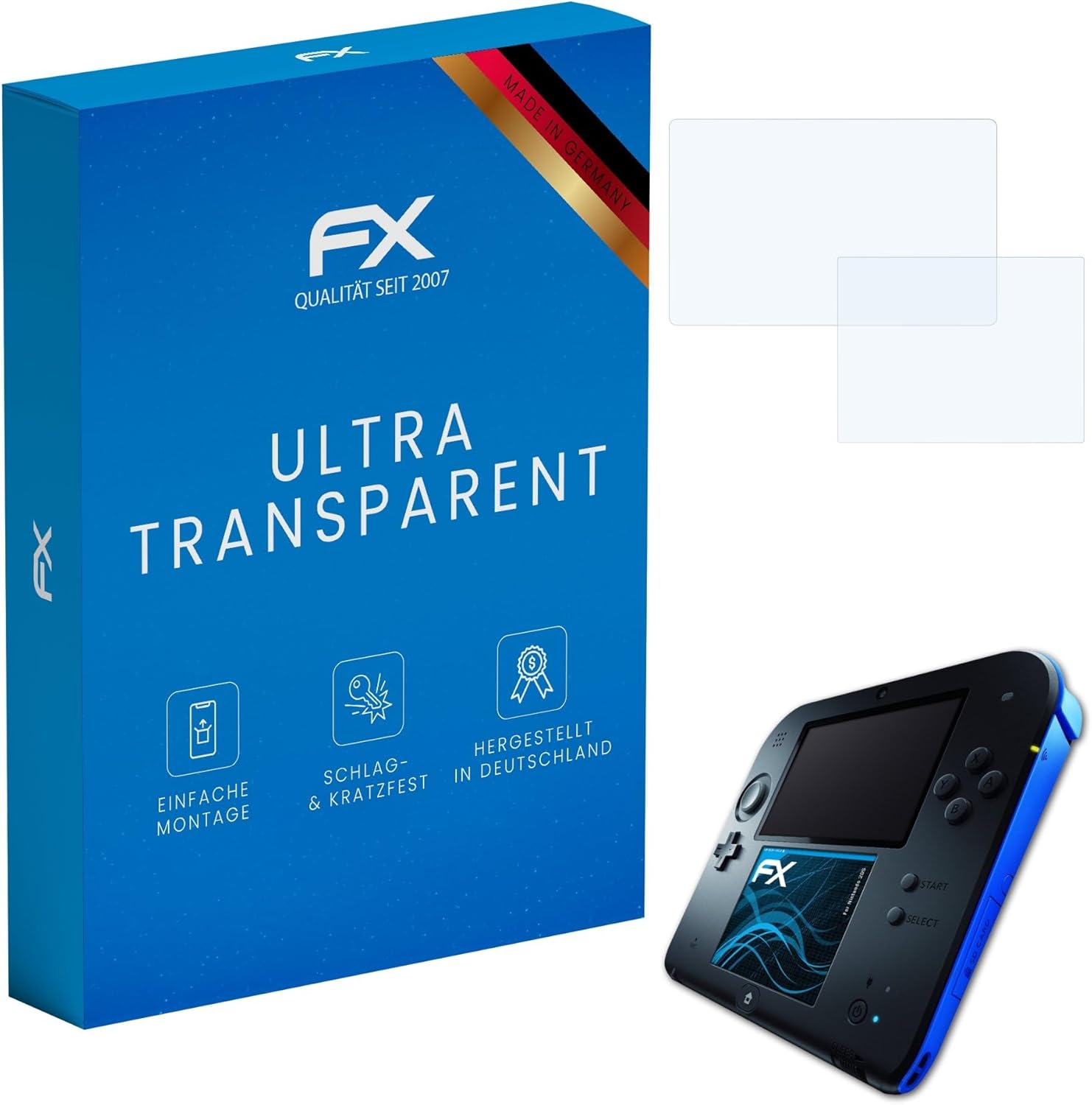 AtFoliX Nintendo 2DS screen protector packaging front view