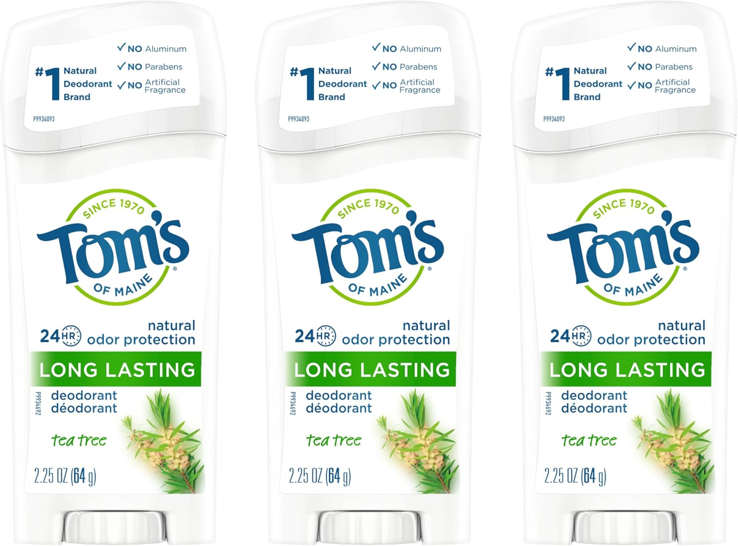 Tom's of Maine Long-Lasting Aluminum-Free Natural Deodorant for Women, Tea Tree, 2.25 oz (Pack of 3) (Packaging May Vary) - Image 1
