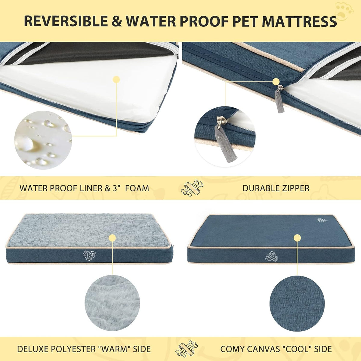VANKEAN pet mattress showing cooling canvas side