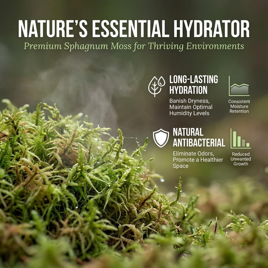 Natural green peat moss substrate being misted with water to maintain stable enclosure humidity