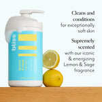 Back of Bliss Soapy Suds bottle detailing vegan and paraben free features