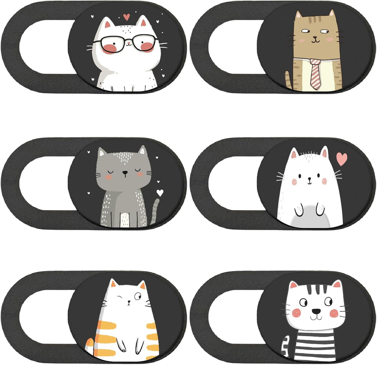PRESSINART cat pattern webcam privacy camera cover slide front view showing cute cartoon designs