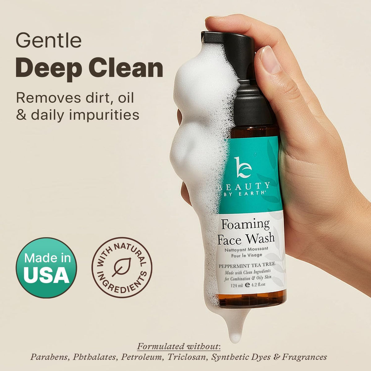 Natural organic skincare cleanser bottle texture preview