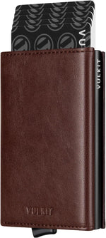 VULKIT Pop up Card Wallet Minimalist Cash Wallets RFID Blocking Leather Smart Credit Card Holder with ID window for Men(Brown) - Image 12