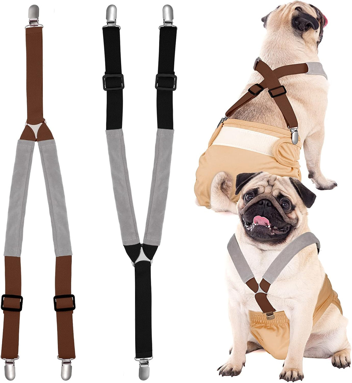 Saintrygo 2 Pcs Dog Suspenders Diaper Suspenders Soft Female Male Adjustable Washable Pet Diaper Keeper Suspender for Doggy Skirt Dress Diapers Gift(Black, Blue,Medium) - Image 10