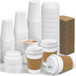 Ginkgo 12 Ounce coffee cups set front view for hot travel beverages.
