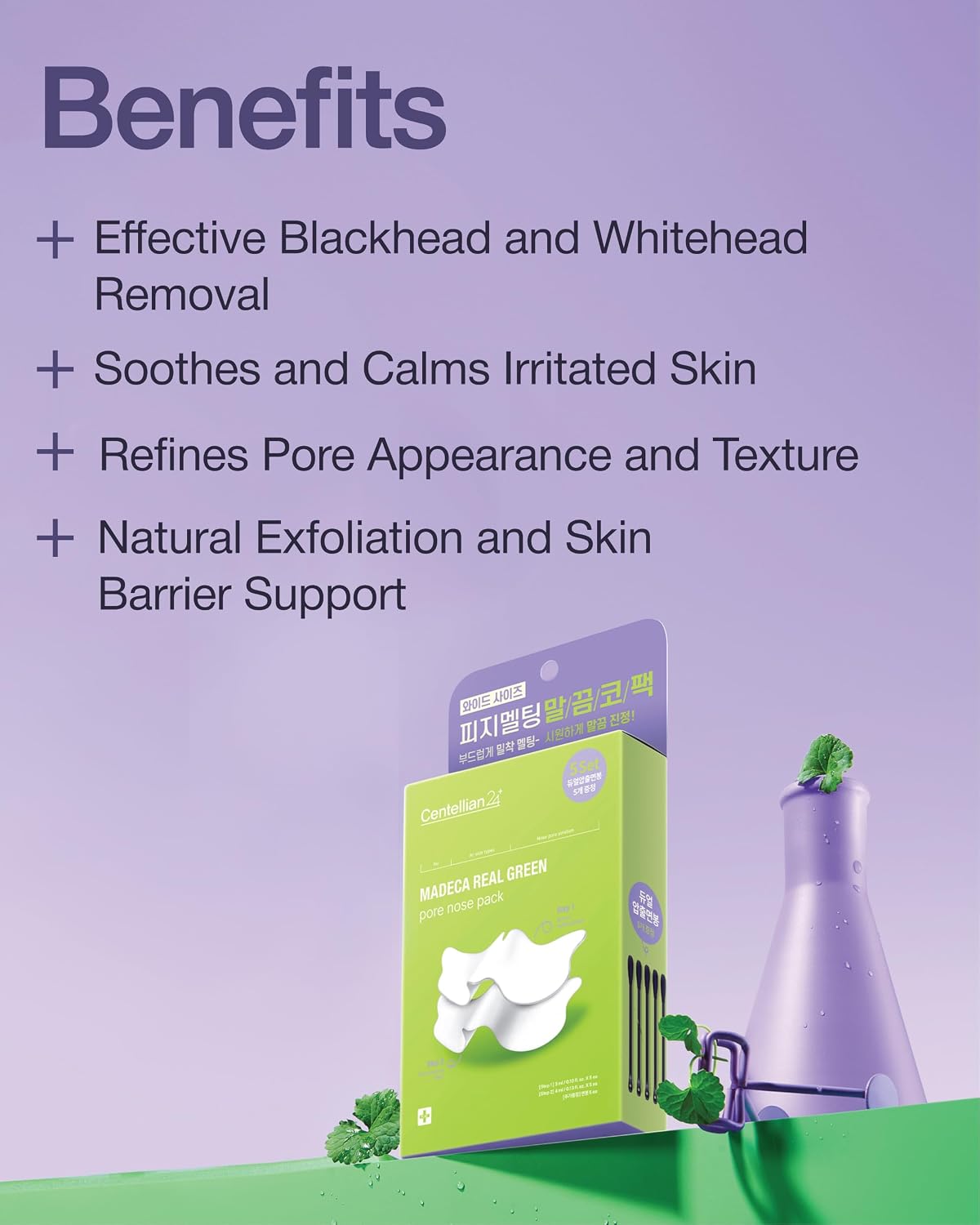 Close up of Korean skincare Centellian 24 nose patch set