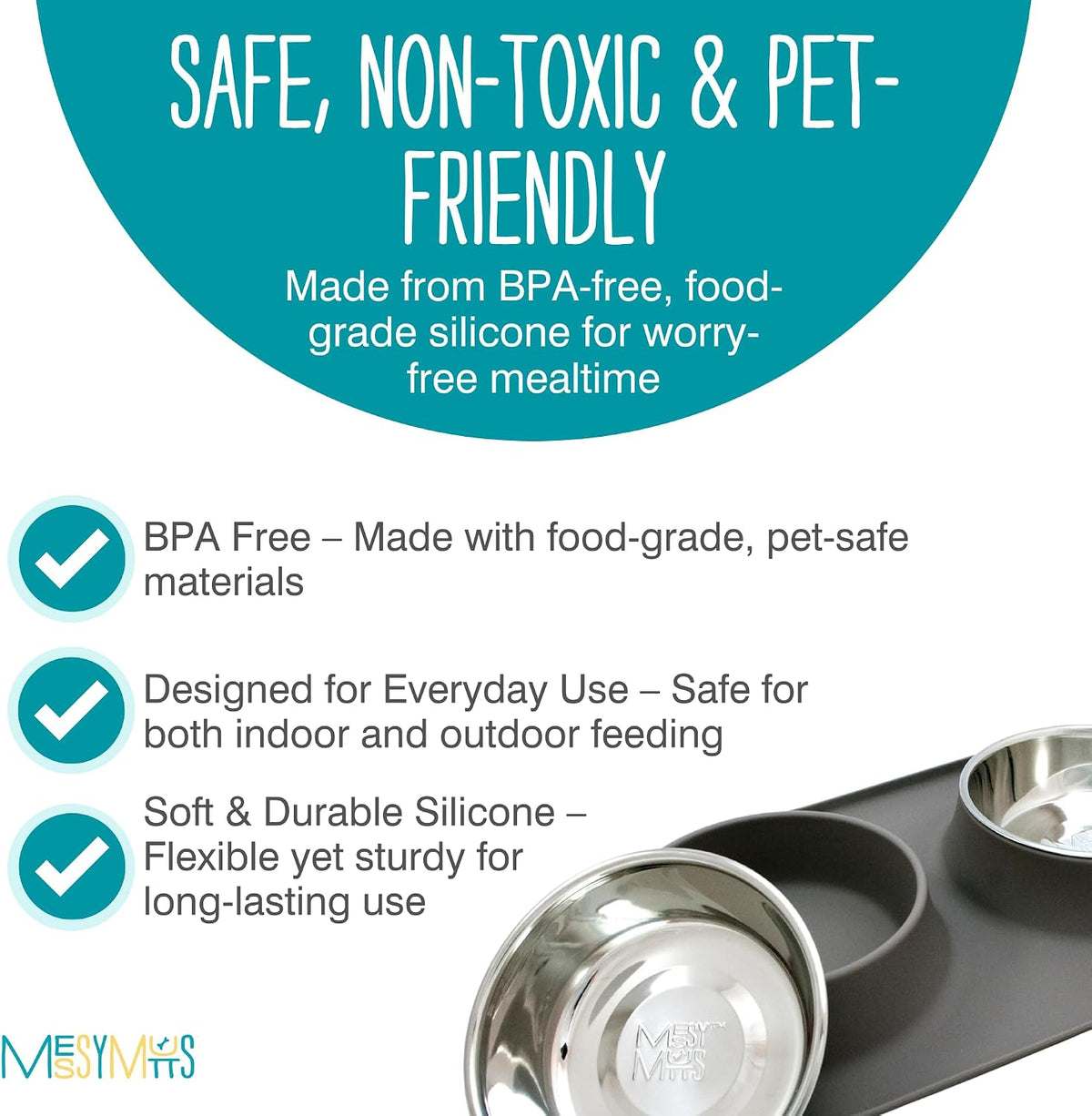 Removable stainless steel bowls for pet food and water