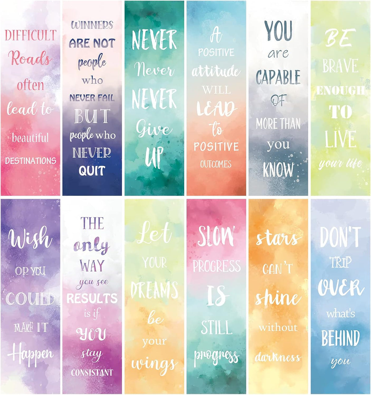 Complete packaging of Anseal 12 pieces inspirational bookmarks set