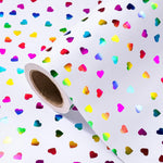 WRAPAHOLIC Heart Wrapping Paper Roll - Mini Roll - 17 Inch x 16.5 Feet - Heart with Colorful Foil Wrapping Paper for Valentine's Day, Kids Girls Birthday, Baby Shower - Image 1