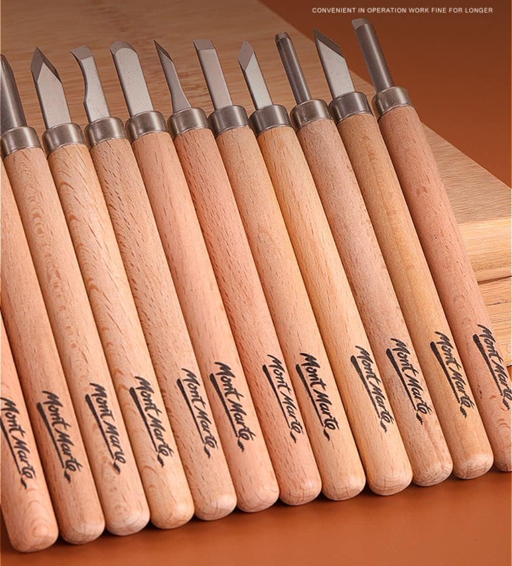 Mont Marte wood carving set packaging and storage display