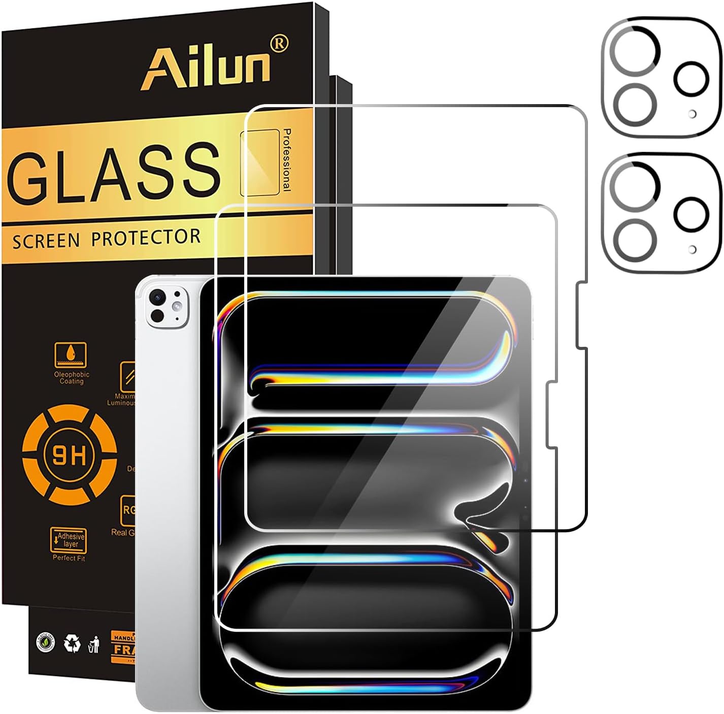 Ailun iPad Pro 13 Inch screen protector and camera kit front view