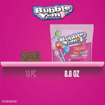 Bubble Yum hard candy lollipops with watermelon and green apple variations