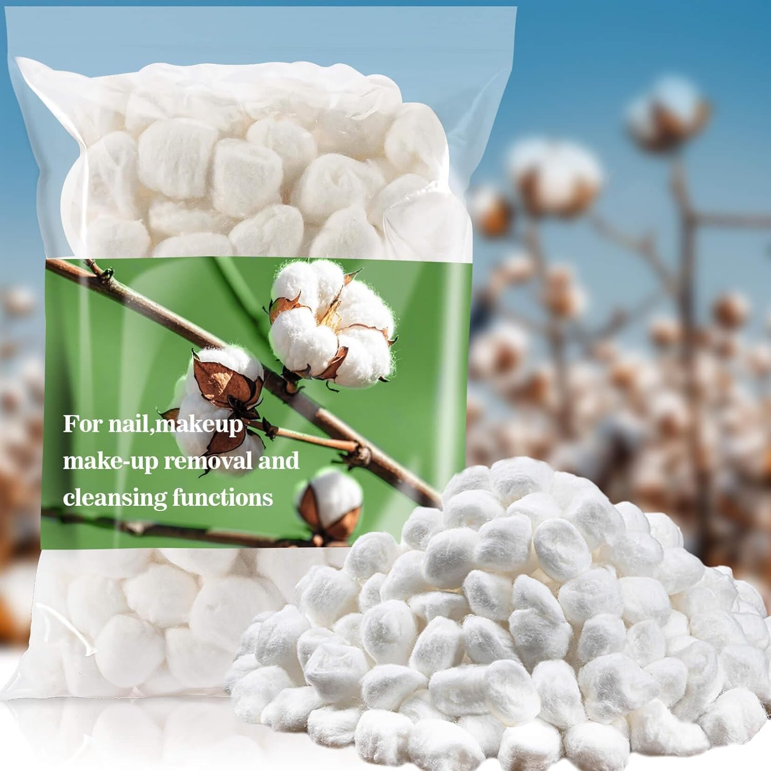 Rainflow premium cotton balls 200 count front view packaging