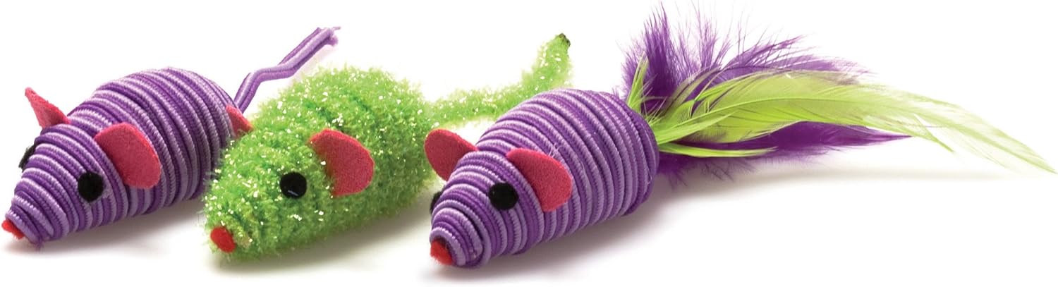 Our Pets Three Twined Mice Cat Toys front view showing the 3-pack design