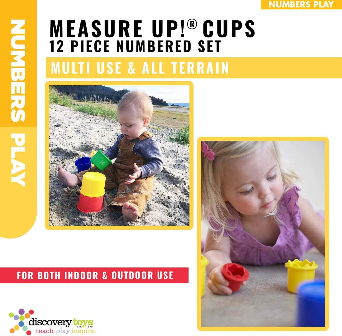 Toddler hands stacking and nesting volumetric math cups