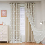 MYSKY HOME Nursery Curtains Yellow Double Layer Curtains for Bedroom 63 Inch Long Curtains for Kids Room Kithen White Pom Pom Sheer Grommet Room Darkening Window Curtains 2 Panels Set, 52 x 63 Inch - Image 12