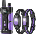 Slopehill dog shock collar front view showing the purple training collar and digital remote transmitter.