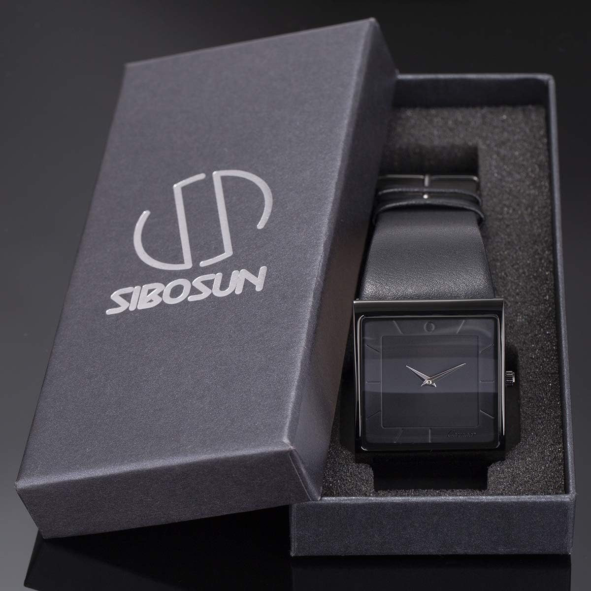 Sibosun men fashion wrist watch displayed in gift packaging