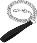 SGODA metal chain heavy duty dog leash front view premium chew proof pet lead