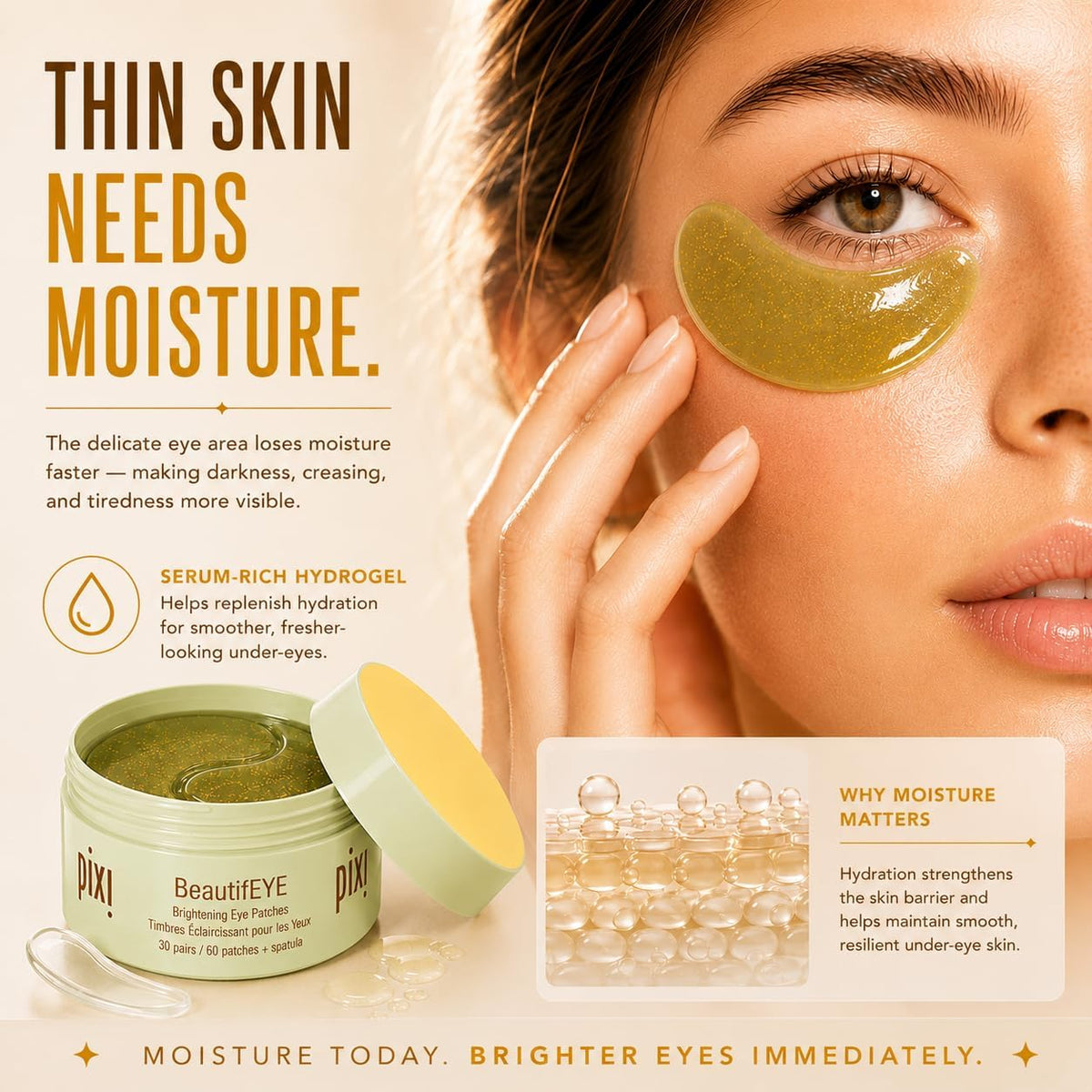 Pixi under eye patches texture shot illustrating the cooling gel consistency.
