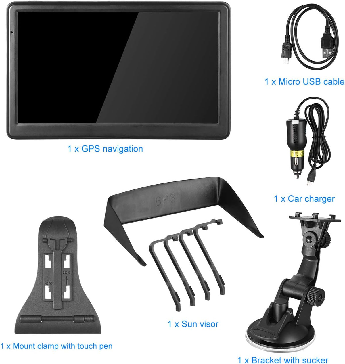 Navruf GPS navigation unit packaging and contents layout