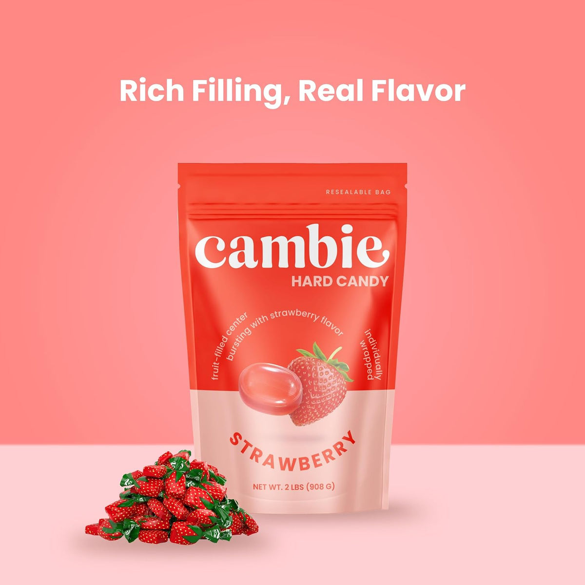 Cambie strawberry candy nutrition label and details