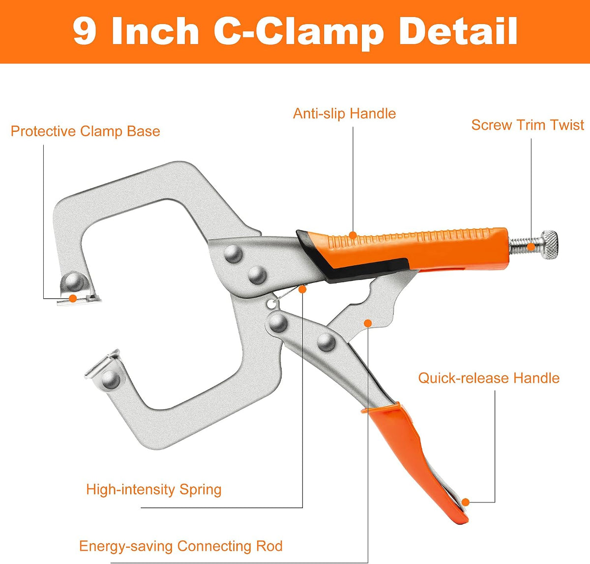 TBVHOMM 11 inch magnetic C clamp for woodworking joinery