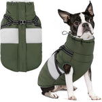 SUNFURA warm dog apparel package showcasing the pink medium sized winter jacket flat lay with tags.