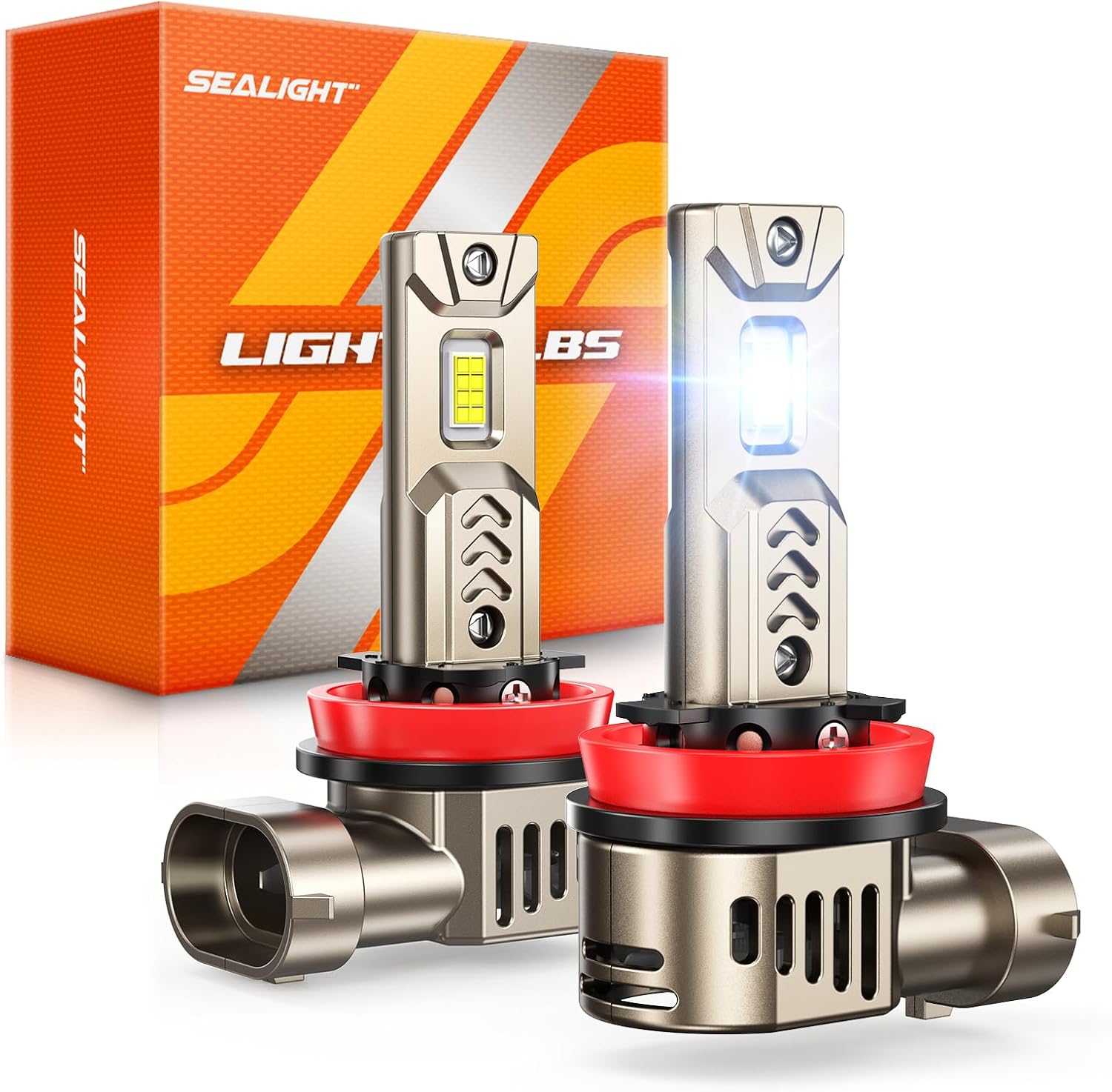 SEALIGHT H11 LED fog light bulbs front view showing premium CSP chips.