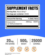 BulkSupplements Vitamin B12 unflavored supplement powder texture close up
