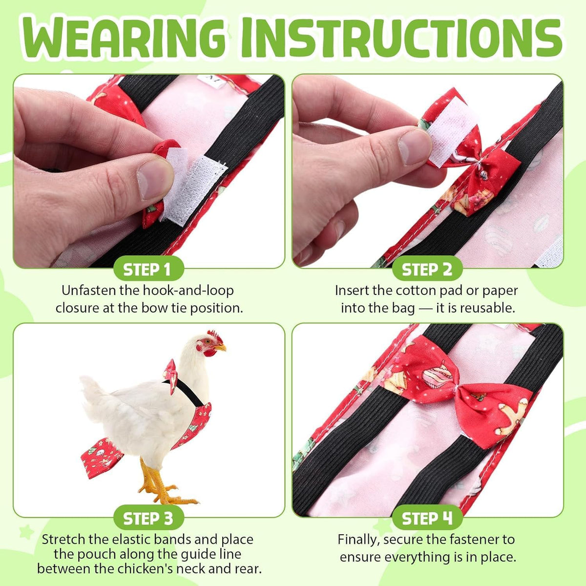 SilTriangle washable chicken nappies being adjusted for secure comfortable fit
