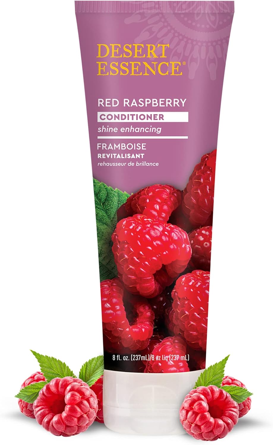 Desert Essence raspberry hair conditioner tube back label details