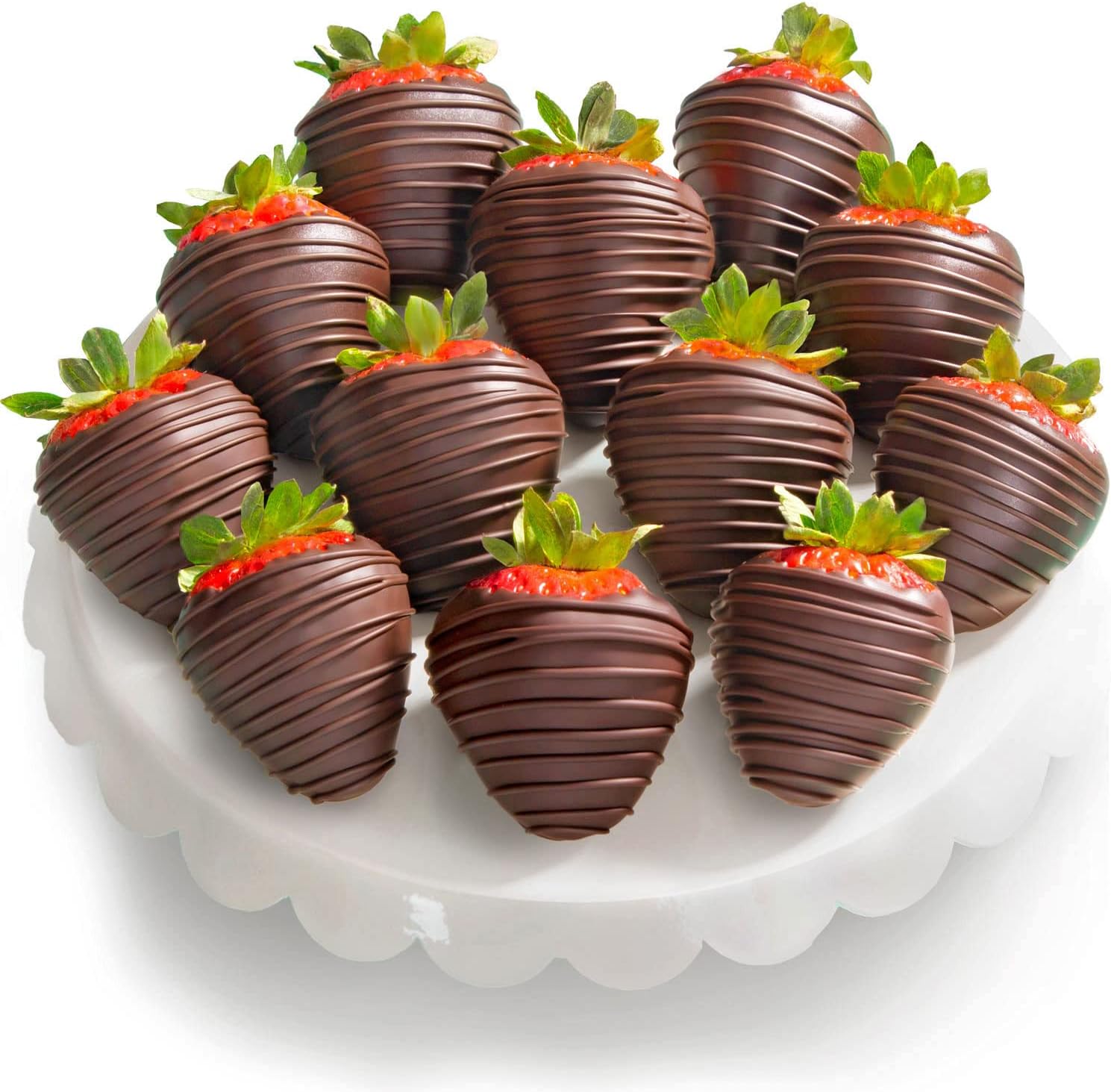 A Gift Inside dark chocolate covered strawberries front view