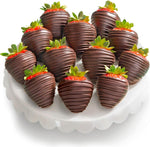 A Gift Inside dark chocolate covered strawberries front view