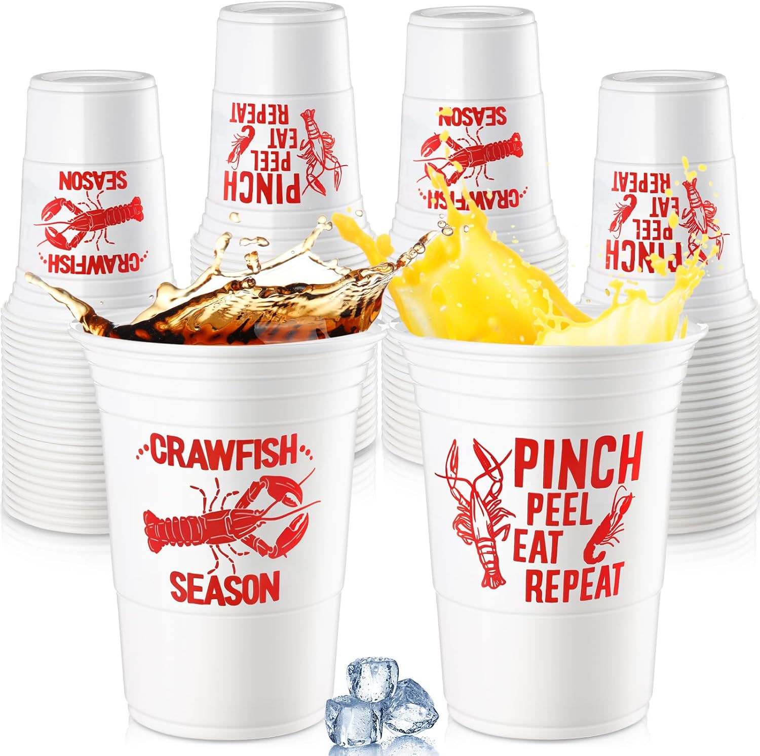 Qinyoung 48 piece crawfish boil party cups front view