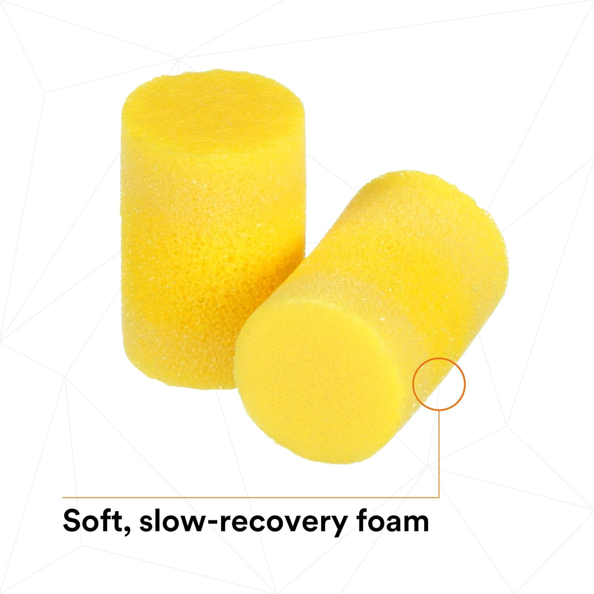 Uncorded disposable earplugs laid out on surface