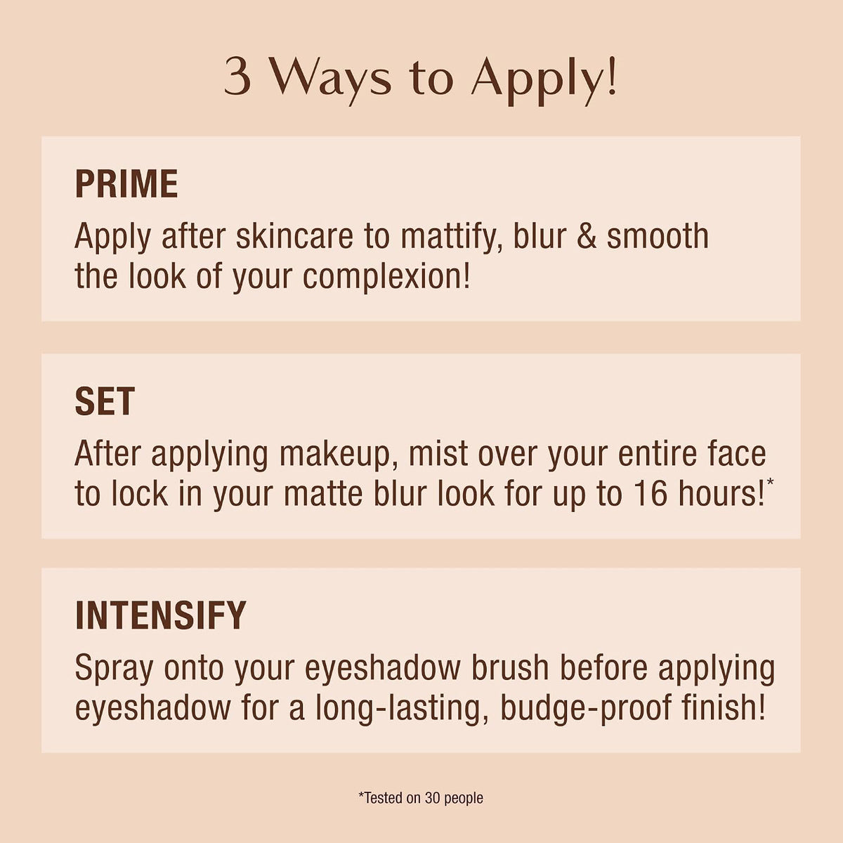 Oil and shine control face mist packaging details and ingredients label